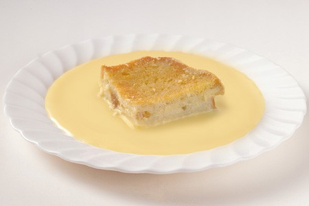 Bread and butter pudding and custard