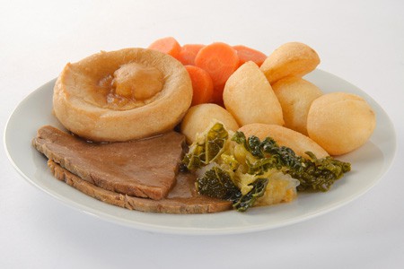 Sliced beef yorkshire pudding